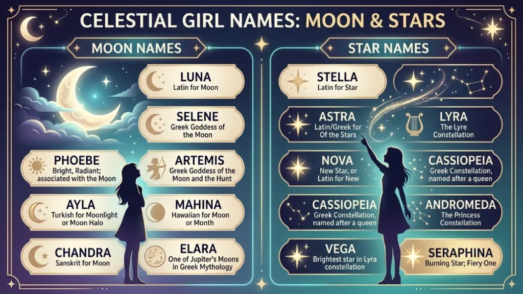 girl names that mean moon or stars