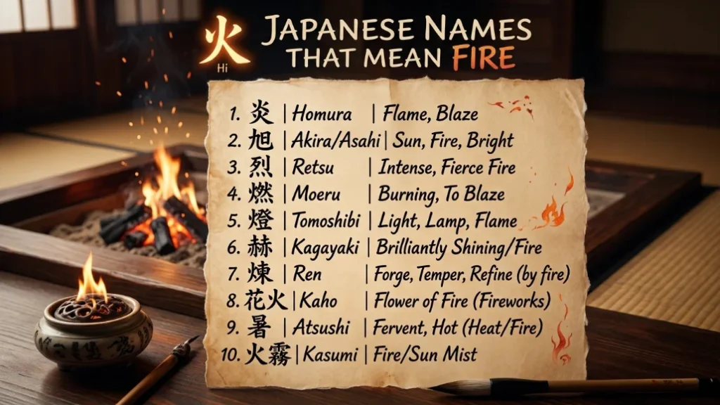 japanese names that mean fire