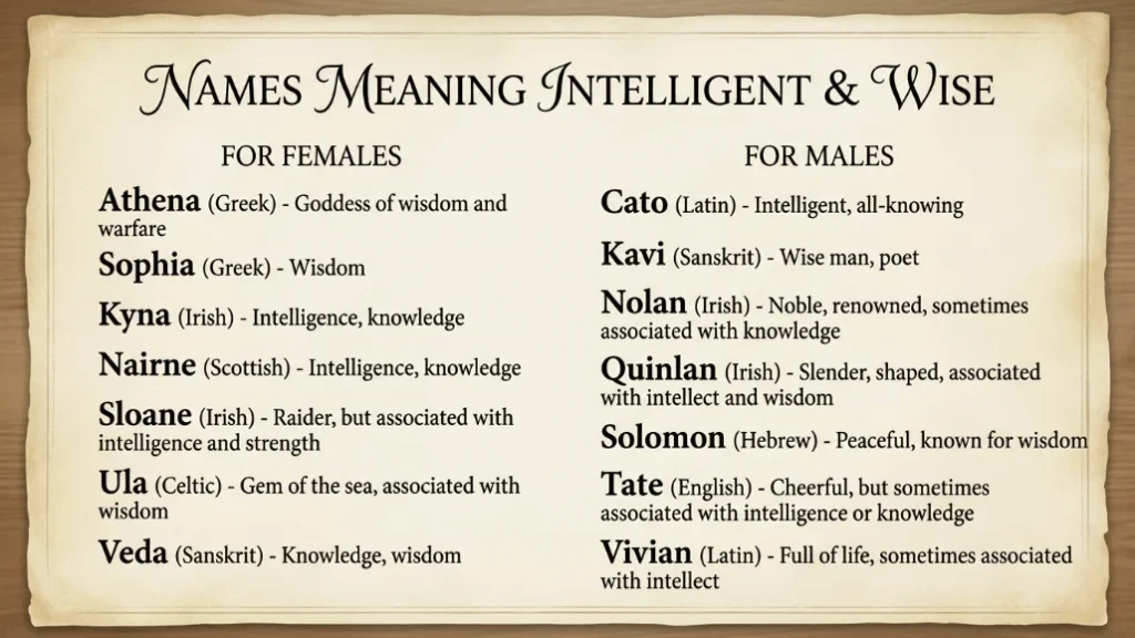 names that mean intelligent